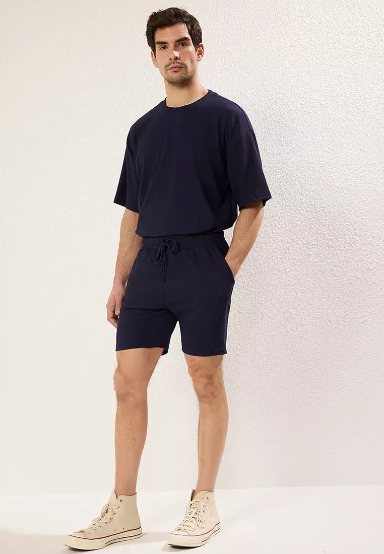 Textured Normal Waist Shorts