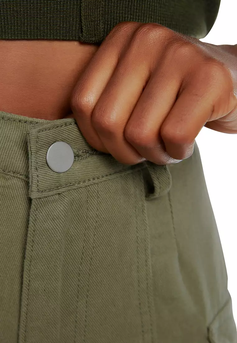 Utility Drawstring Pocket Pants Khaki