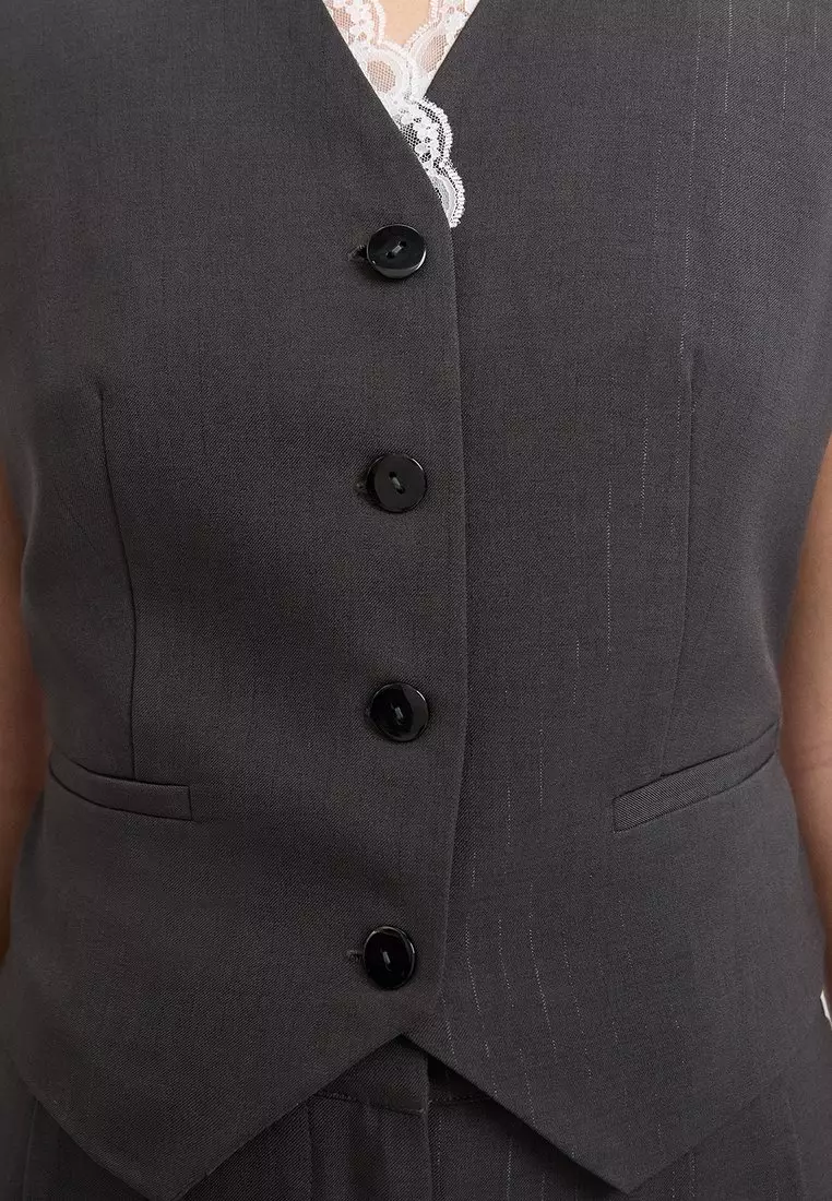 Lace Trim Vest - Dark Grey