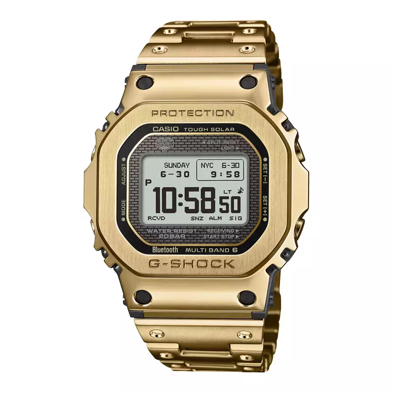 Jam Tangan Pria Casio G-Shock GMW-BZ5000GD-9JF Square Tough Solar Digital Dial Gold Stainless Steel Band (JDM)