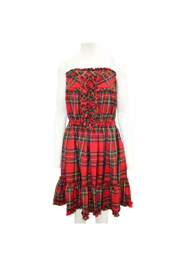 Red tartan cocktail dress hotsell