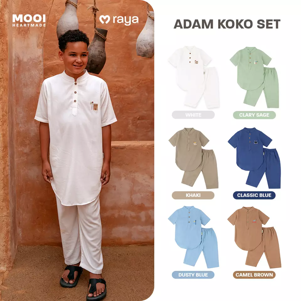 Mooi Adam Koko Set Setelan Koko Anak Raya Collection - Camel Brown