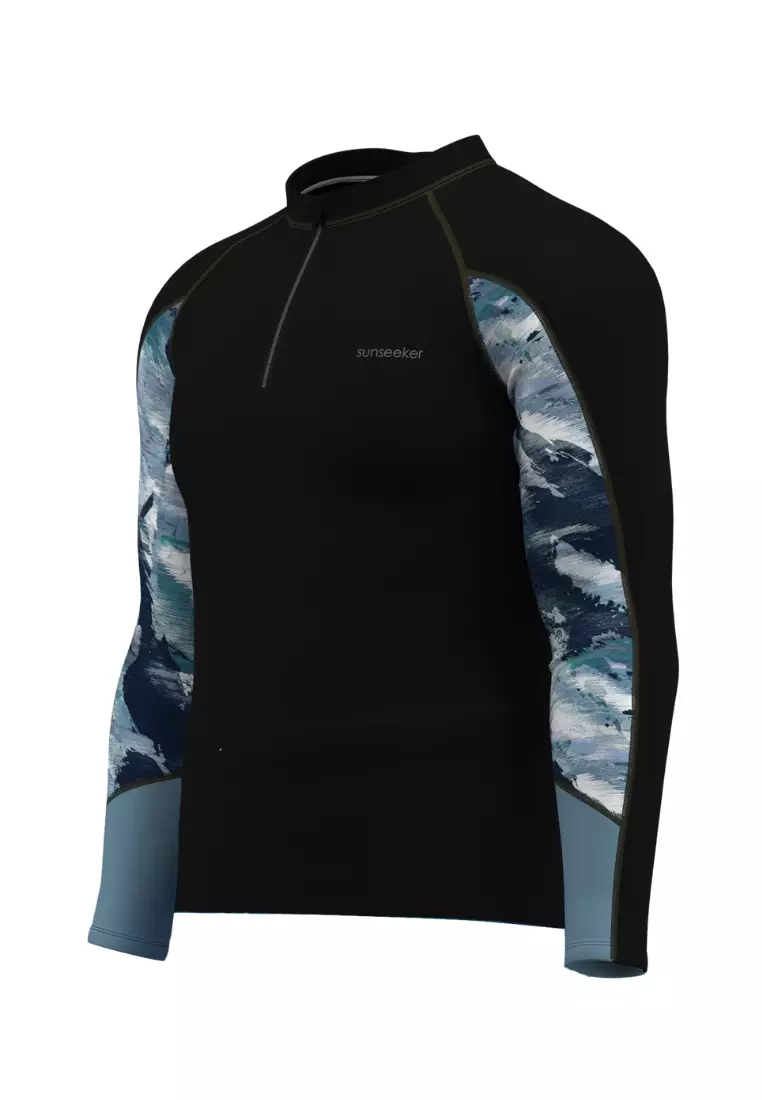 Water Splash Blue Long Sleeves Rash Guard