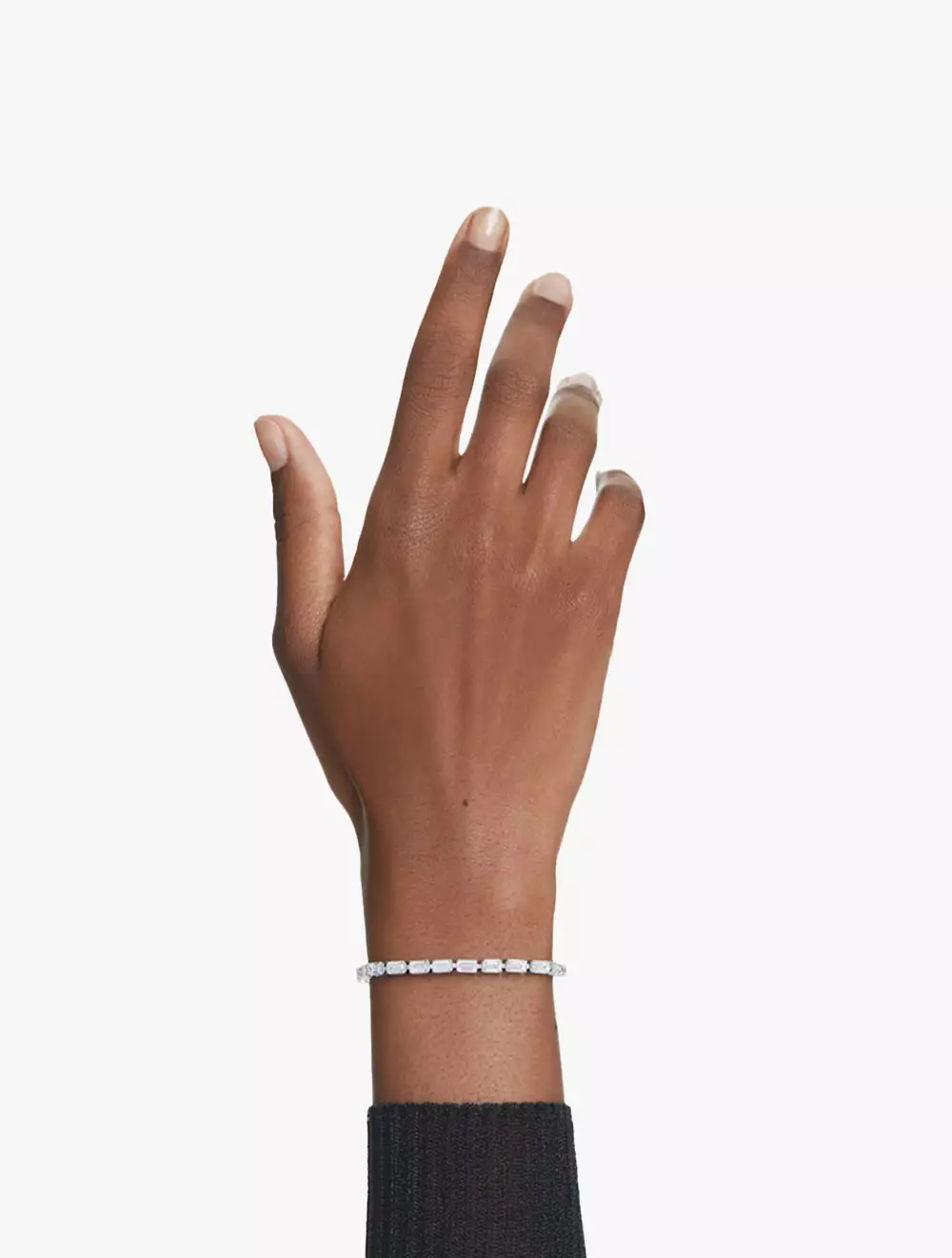 Matrix Tennis Bracelet, Baguette Cut, White, Rhodium Plated - White