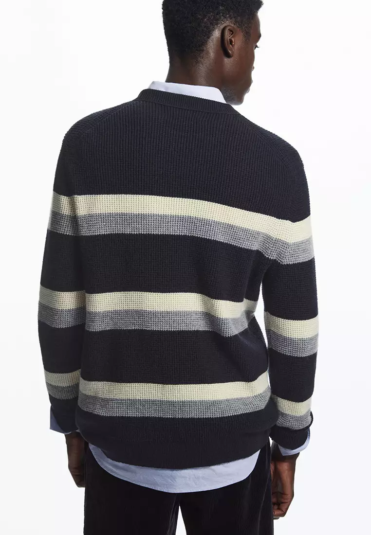 Wool-Blend Waffle-Knit Striped Jumper