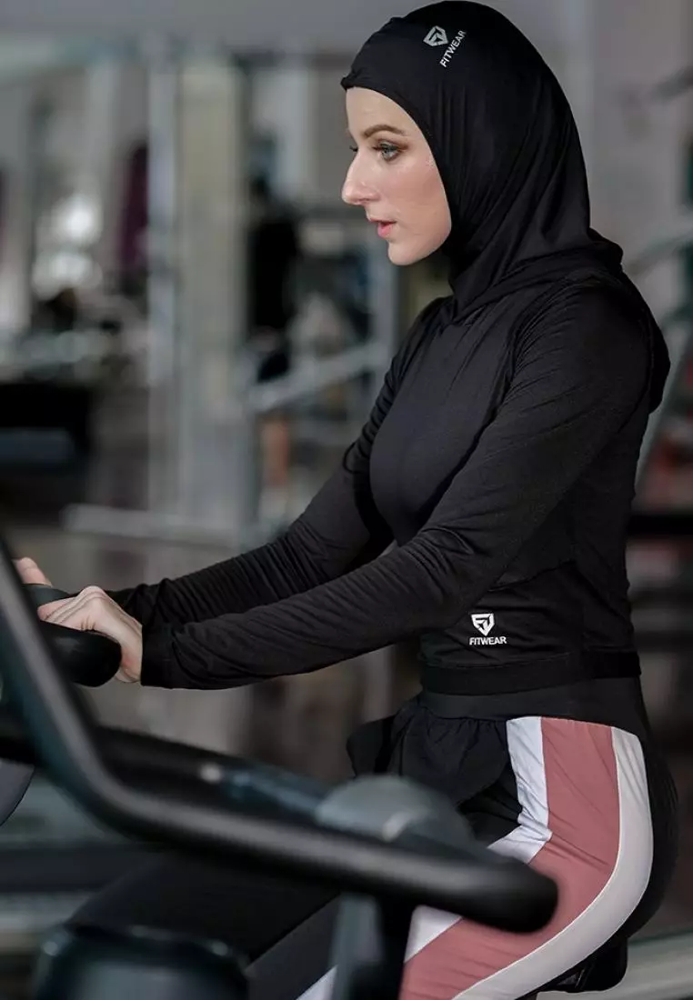 Fitwear - Kaos Olahraga Wanita JULIETTE REVERSE SEWING L/S CROP - BLACK