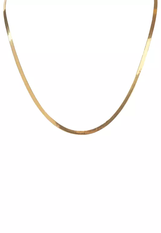 Bold Herringbone Chain Necklace 14k Gold- 16 inches
