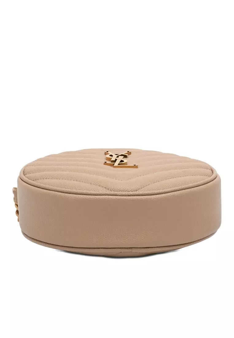 Pre-Loved Saint Laurent Grain De Poudre Chevron Round Vinyle Camera Bag