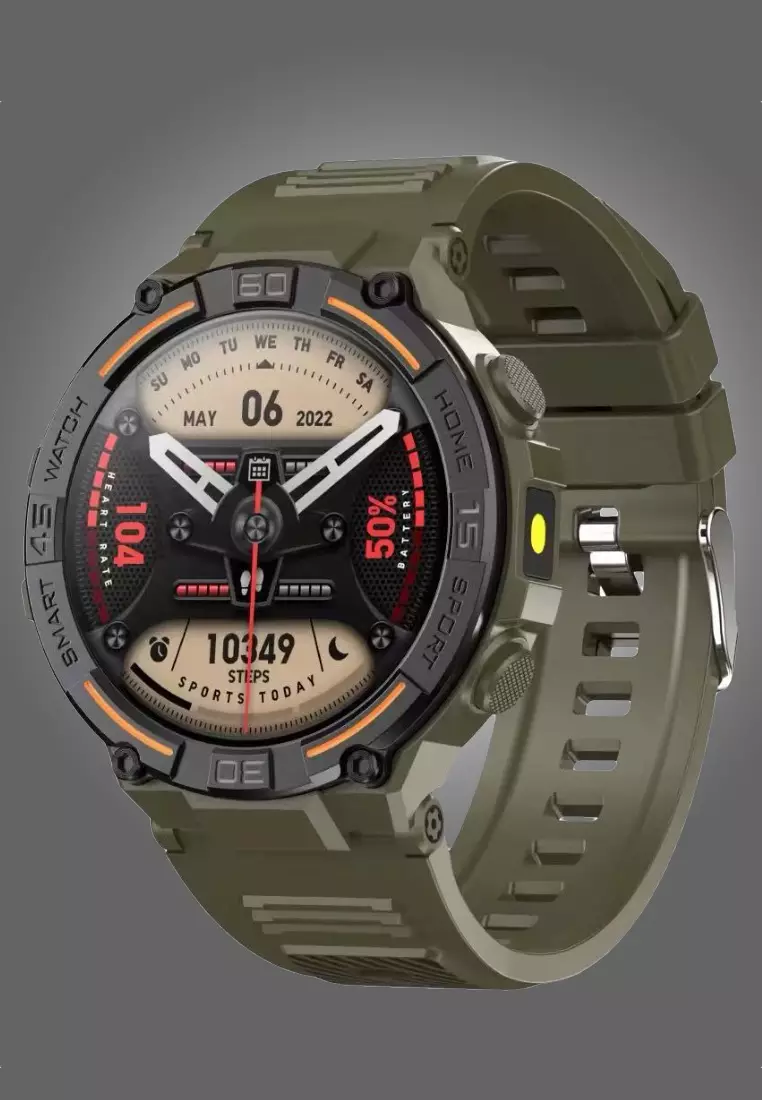 Unisex IOS/Android Green SmartWatch with Green Rubber Strap