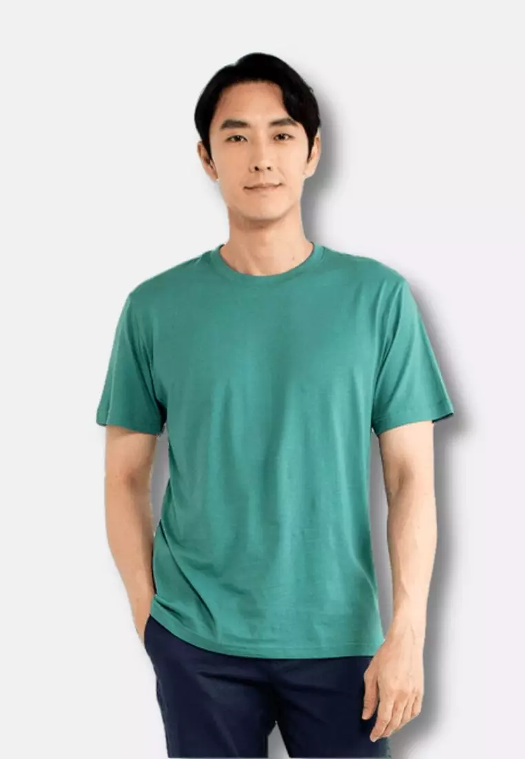 Buy GIORDANO Men Crew Neck Short Sleeve T Shirt Green 2024