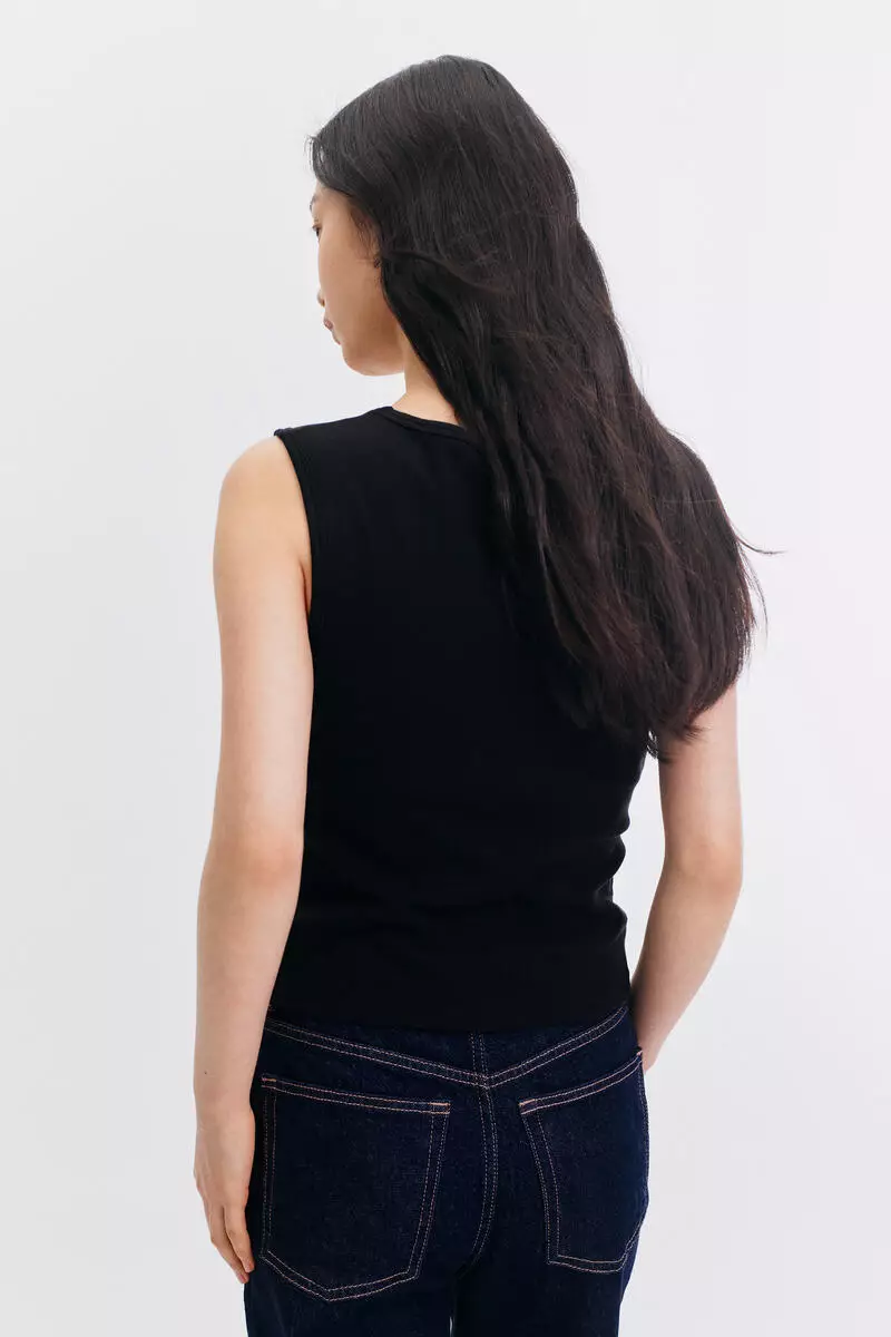 Integral-bra cotton vest top