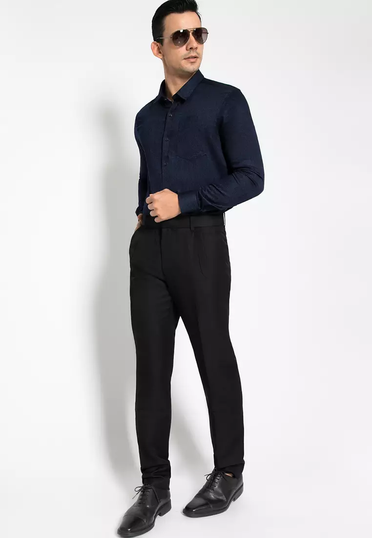 Johnwin - Kemeja Formal - Kemeja Lengan Panjang - Kemeja Pria - Navy