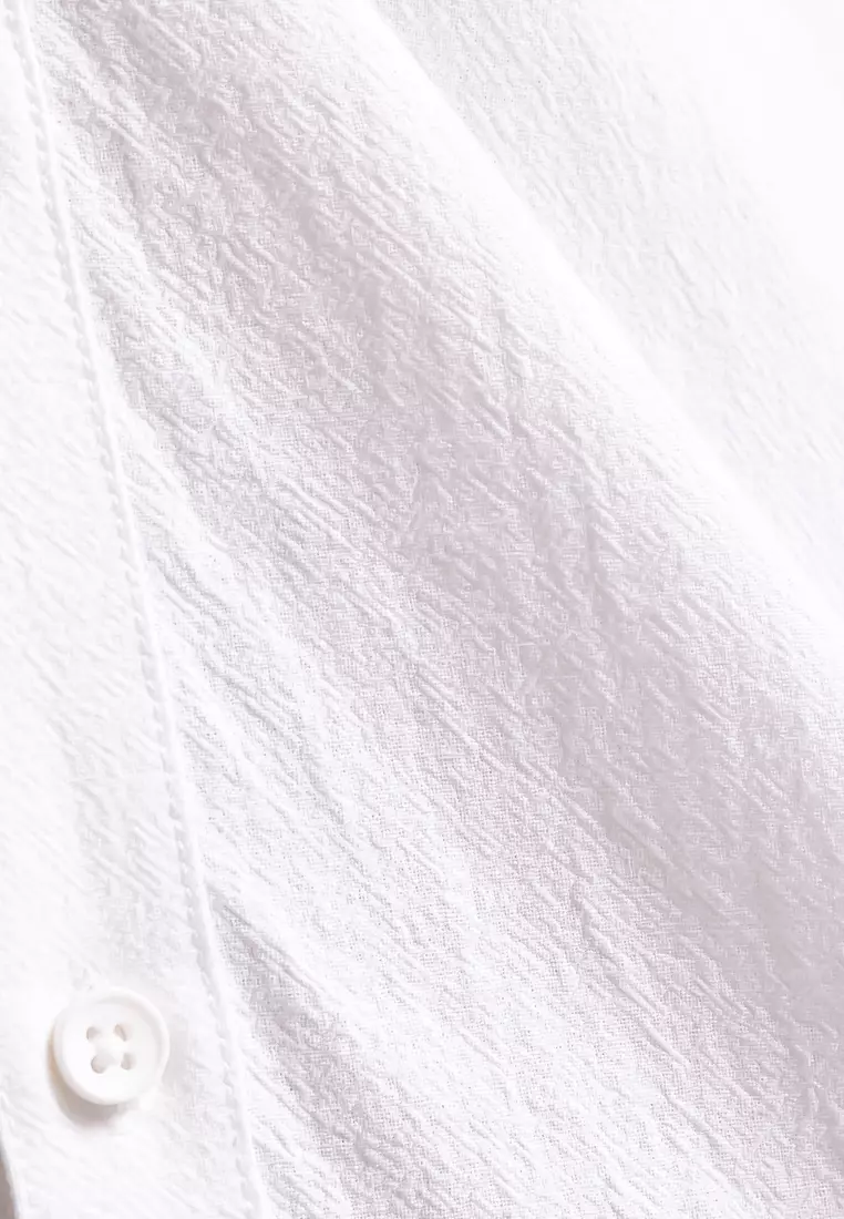 MANZONE - Kemeja Shanghai Lengan Panjang Pria Kanda Modern Fit - White Warna White