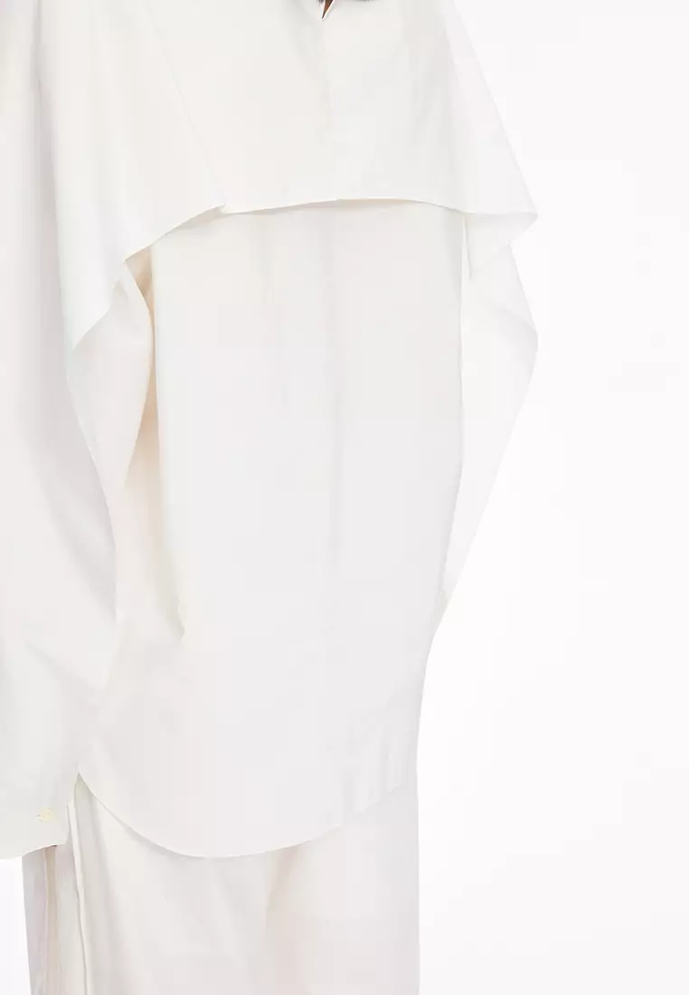 Cotton & Silk Blend Loose Long-Sleeve Top