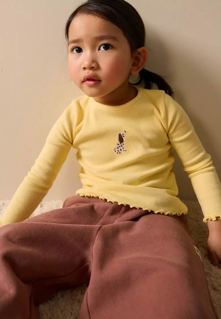 Long sleeve Embroidered Ribbed Top
