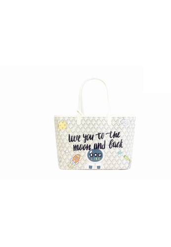 Buy Emo Canine Graffiti Pattern Totebag Large White Online Zalora Malaysia