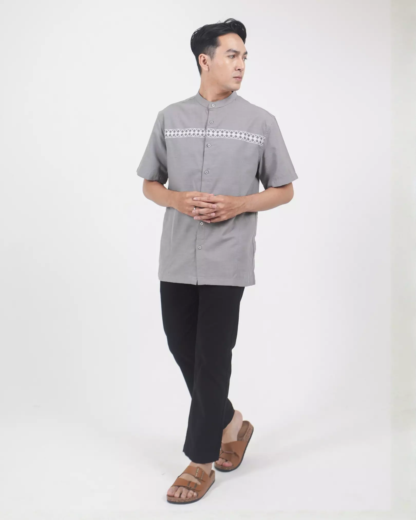 AMK Kemeja Koko Pria Lengan Pendek KK MAHREZ S/S Med. Grey