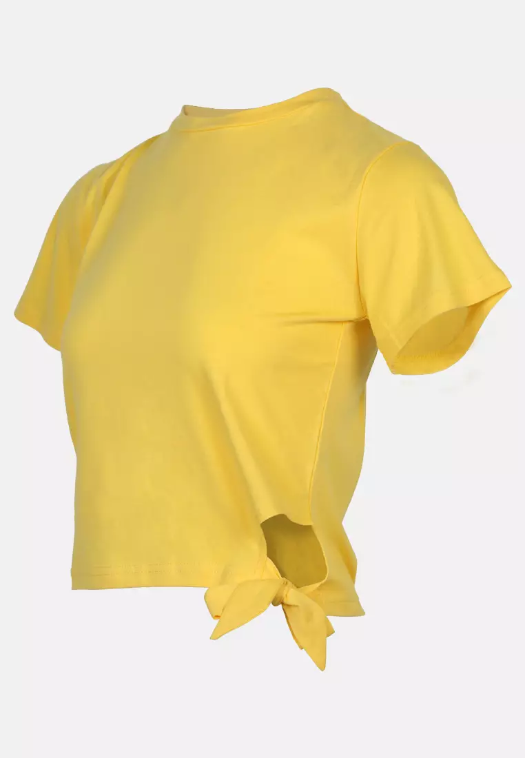 Golden yellow plain crop t shirt, T shirt crop tops