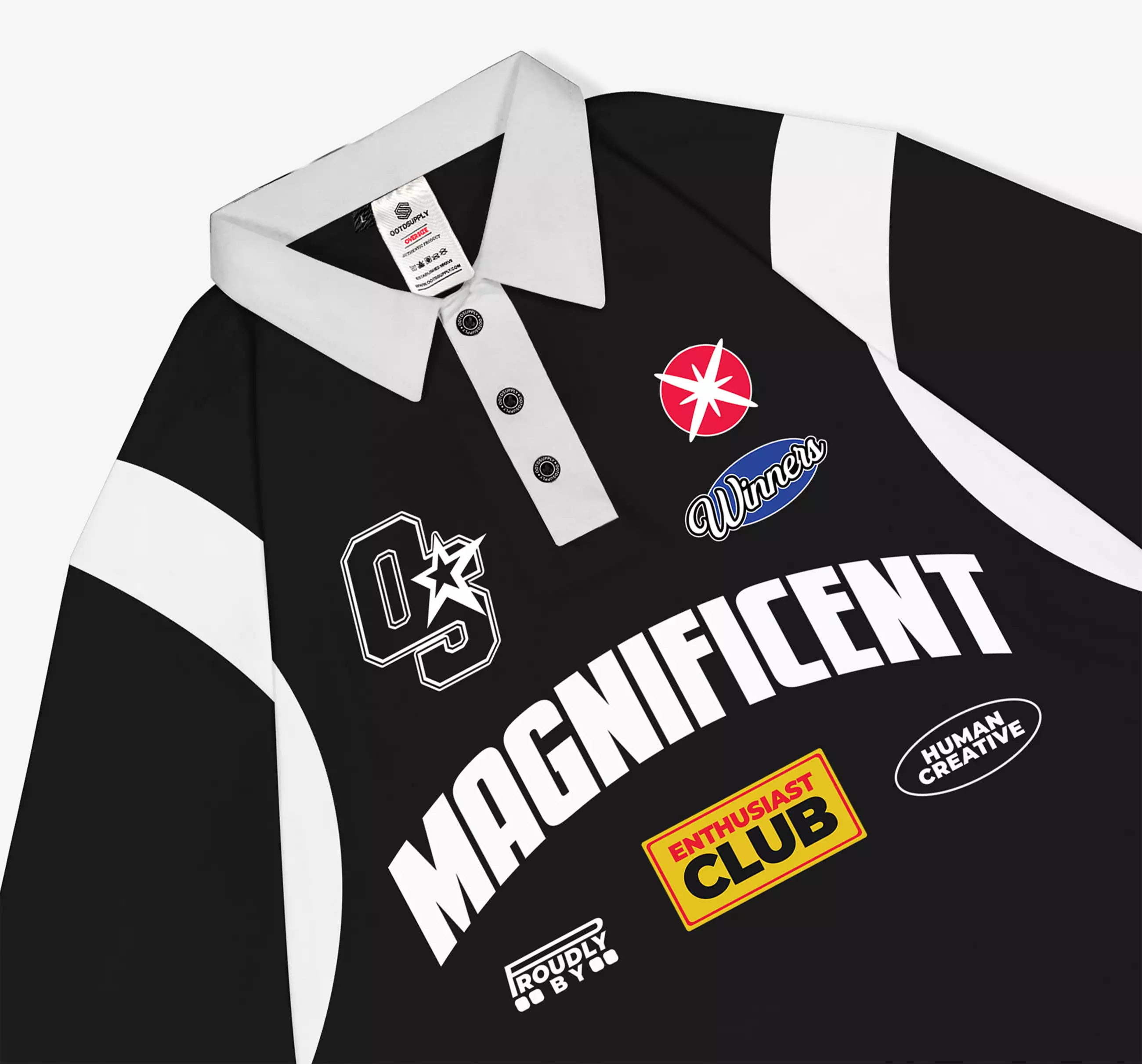 OOTDSUPPLY Oversize Rugby Polo Shirt Magnificent Combination | Kaos Polo Pria dan Wanita OVZ-PSR031