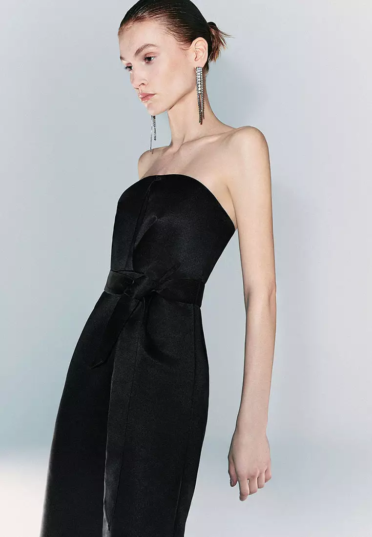 UR秋季新款女装法式赫本风腰带开衩无袖连衣裙UWG740183