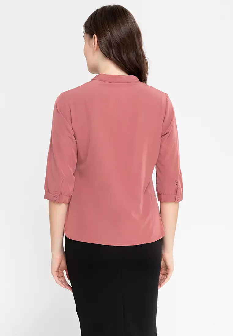 Lars Mandarin Collar 3/4 Sleeve Top