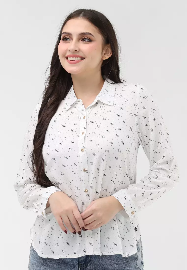 Woven Printed Rayon Long Sleeves Blouse