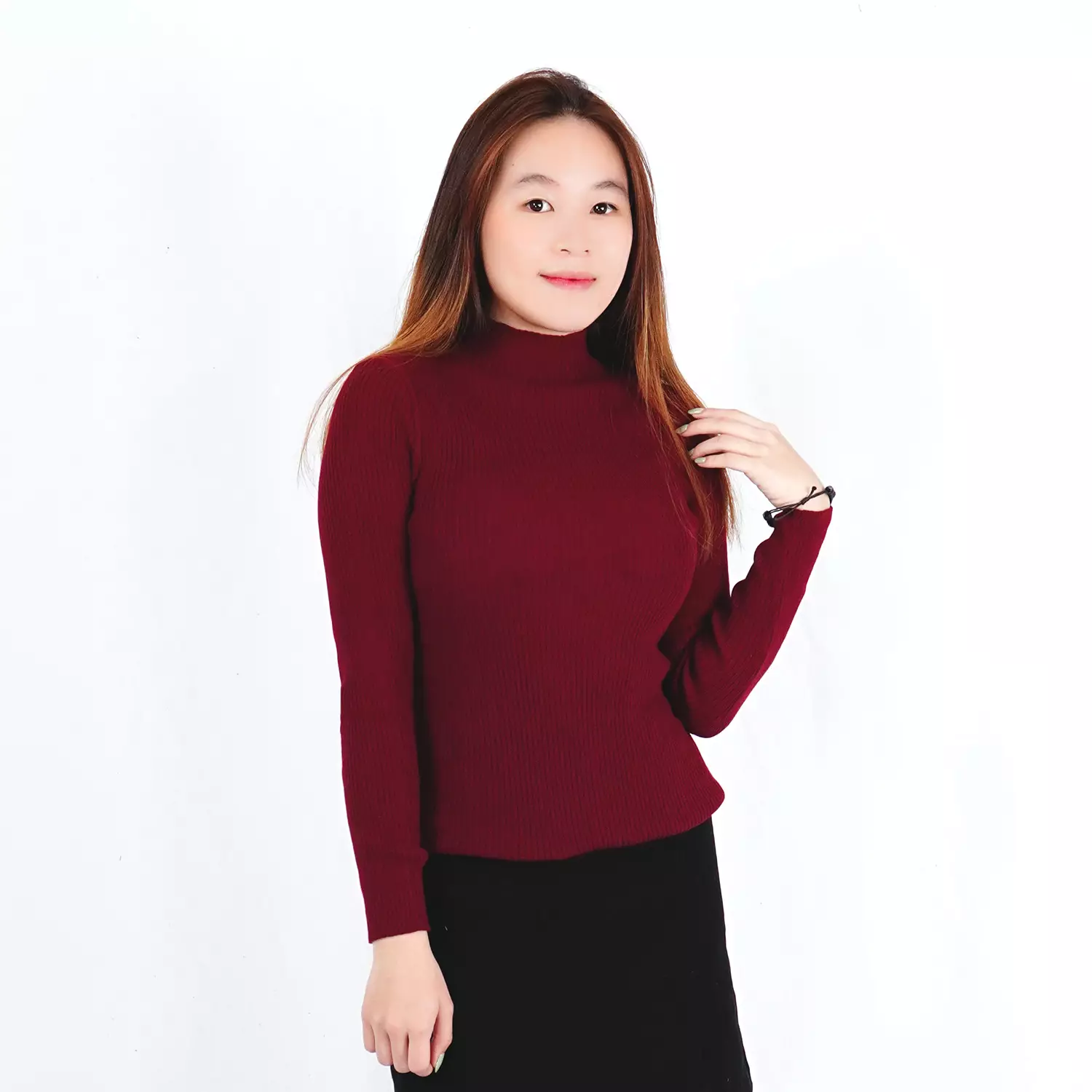 OKECHUKU Elza - Sweater Rajut Sweter Leher Tinggi Knit Switer Korean Style