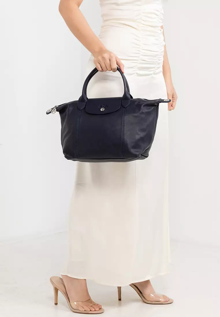 Le pliage leather top handle online bag