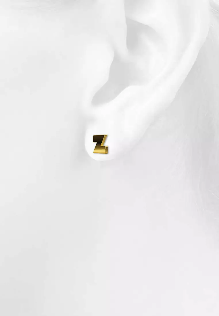 Bold Initial Alphabet Letter Earrings Gold Layered Steel Jewellery- Z