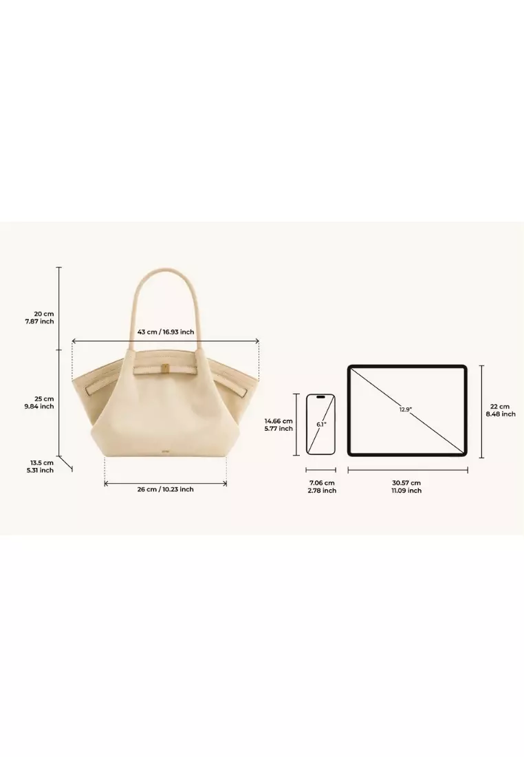 Hana Medium Faux Suede Tote Bag - Off White