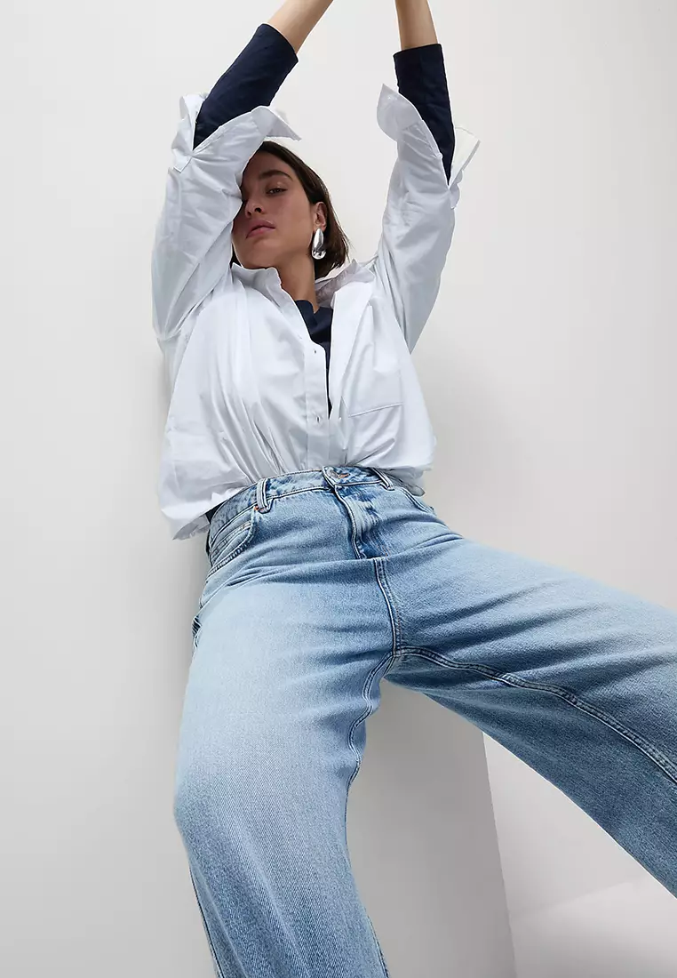 High Waisted Carrot Leg Ankle Grazer Jeans