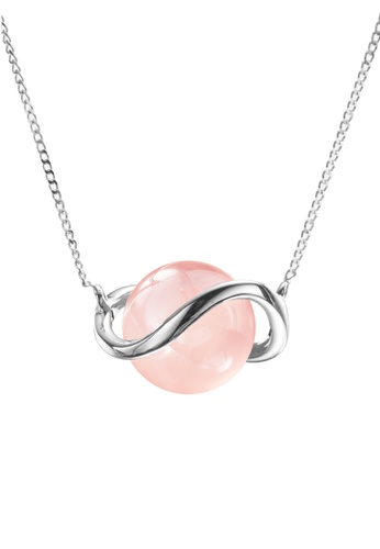 Majade Jewelry pink and silver Rose Quartz Saturn Necklace In 14k White Gold 152D4AC2B97059GS_1
