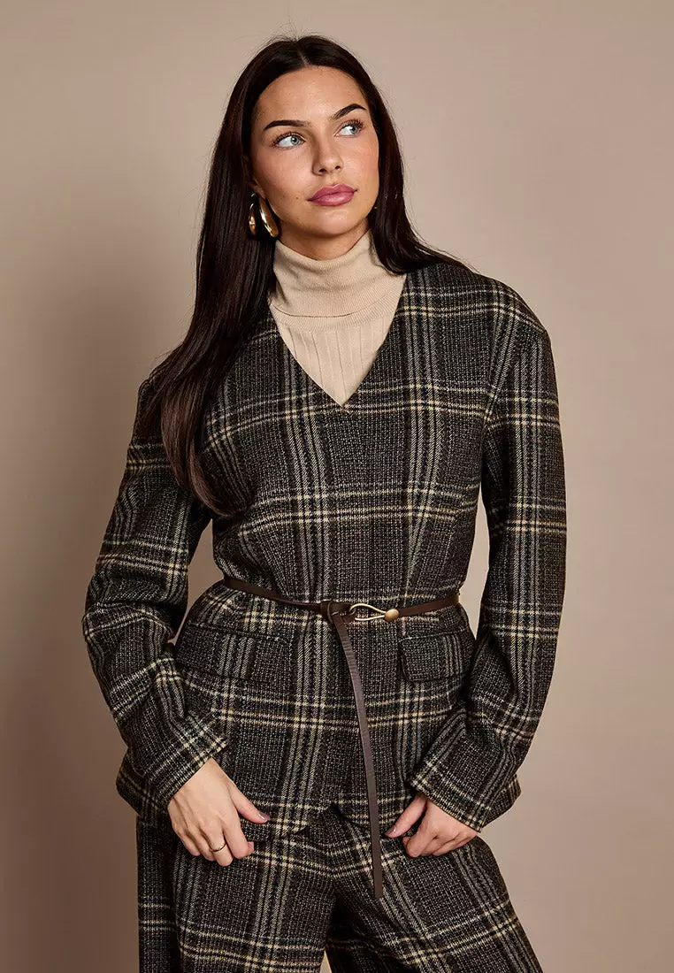 GWD Aimee Brown Check Blazer