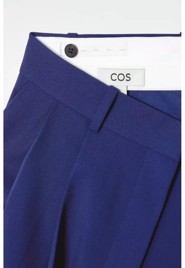 RELAXED TWILL WIDE-LEG TROUSERS