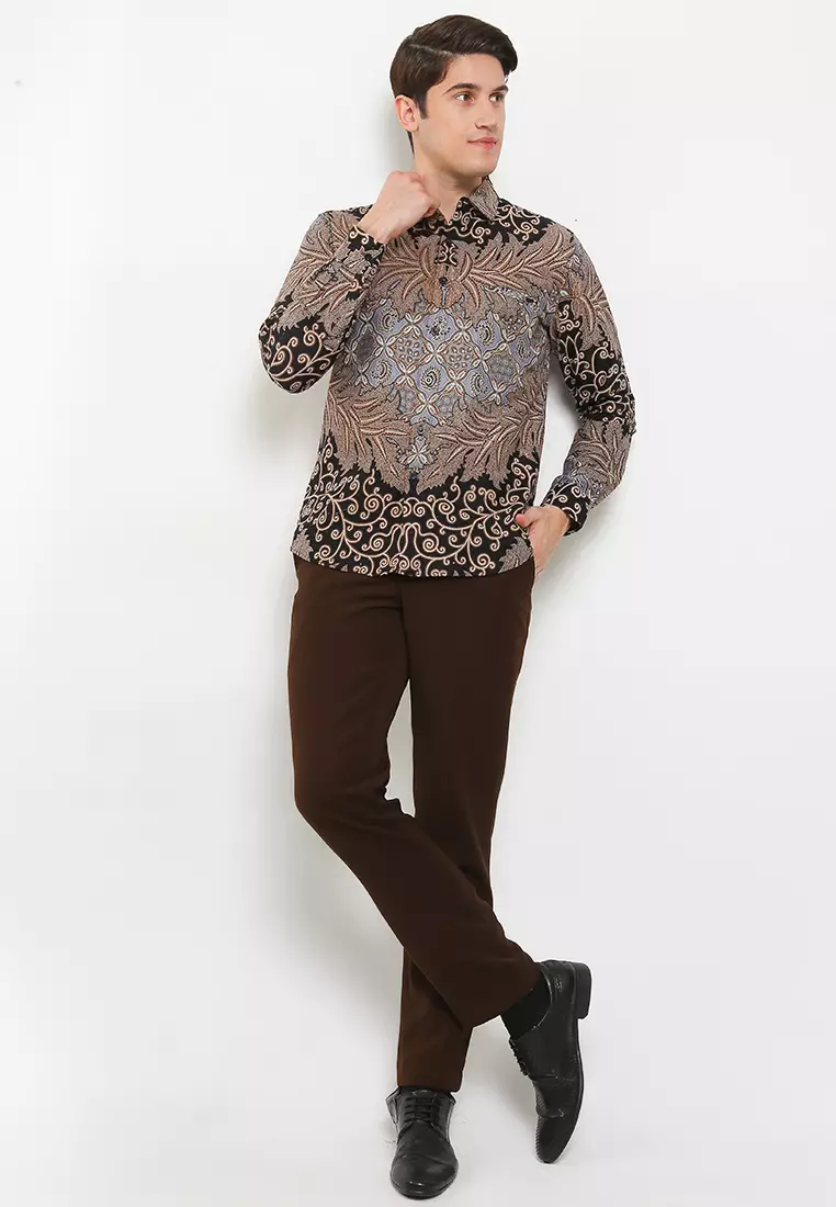 Noshad Kemeja Batik Premium Pria Casual Modern Lengan Panjang