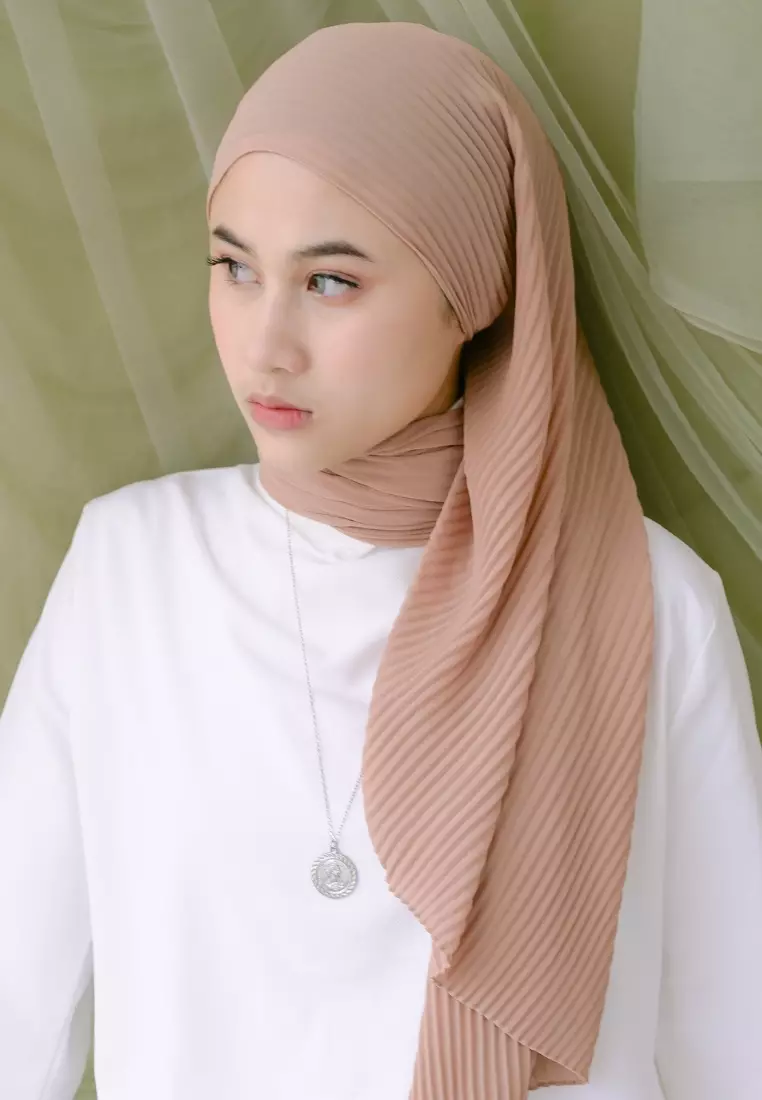 Ayra Pleats Shawl Light Coral