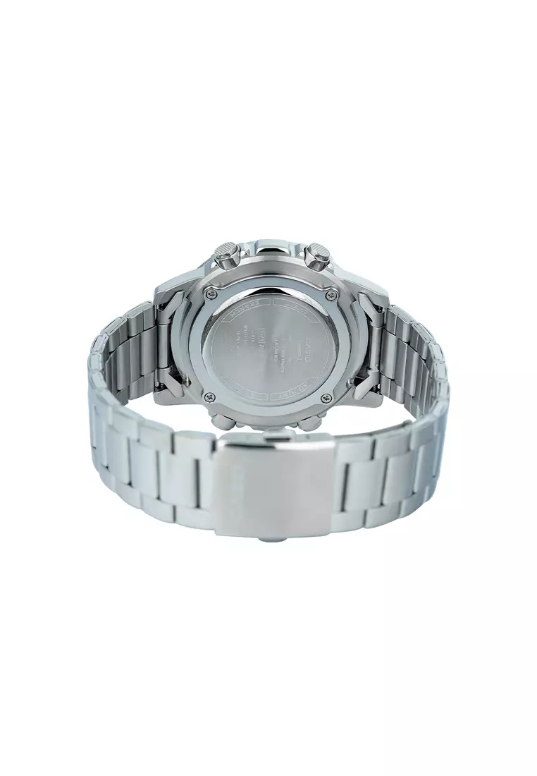 Men Analog-Digital Watch AMW-880D-1AV Silver Stainless Steel Strap