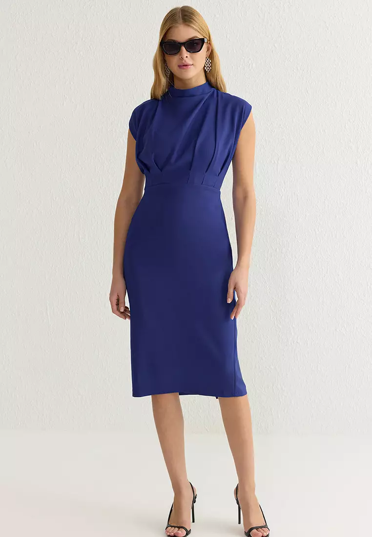 Knee Length Gathered Dress