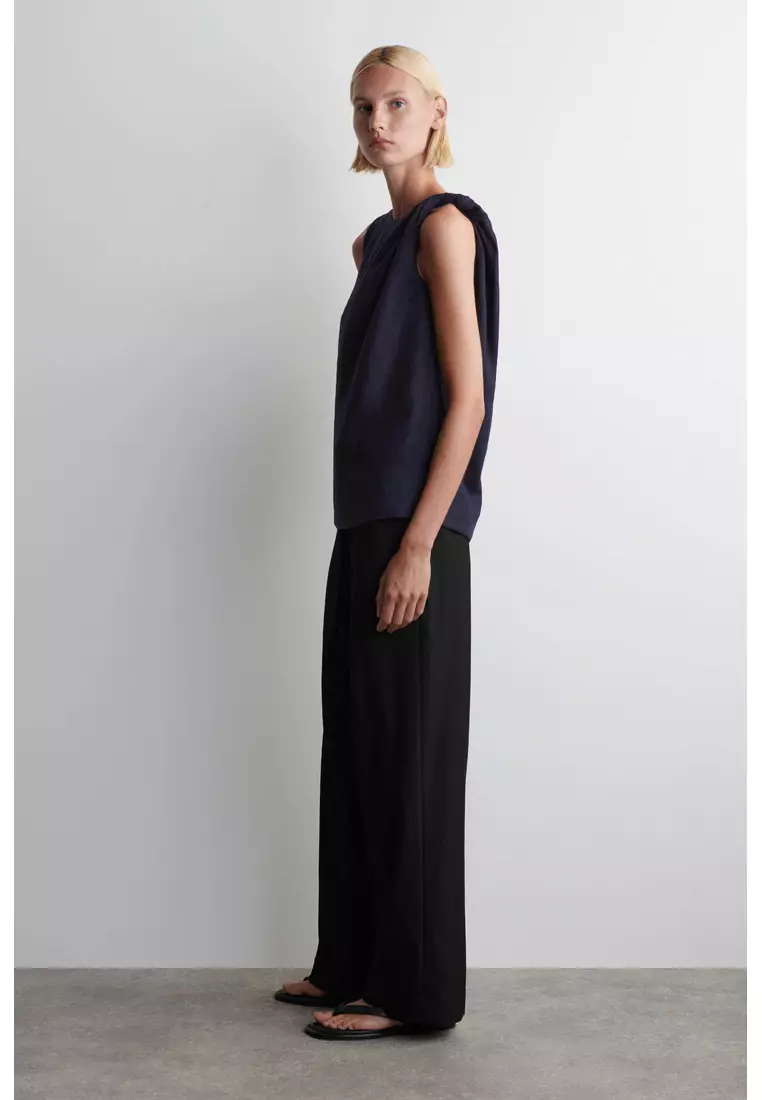 TWISTED-DETAIL LINEN TOP