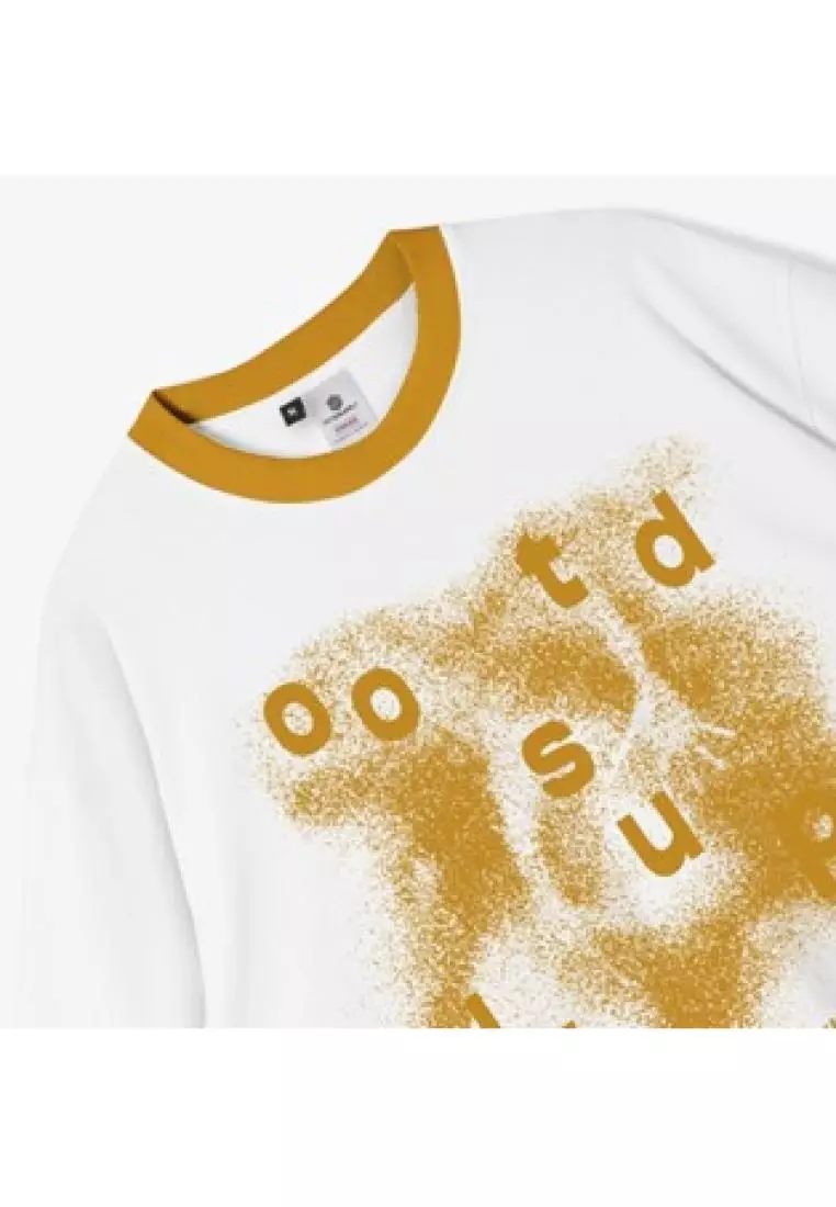 OOTDSUPPLY Oversized Freedom Ringer White Mustard | Oversize Pria & Wanita OVZWTH013