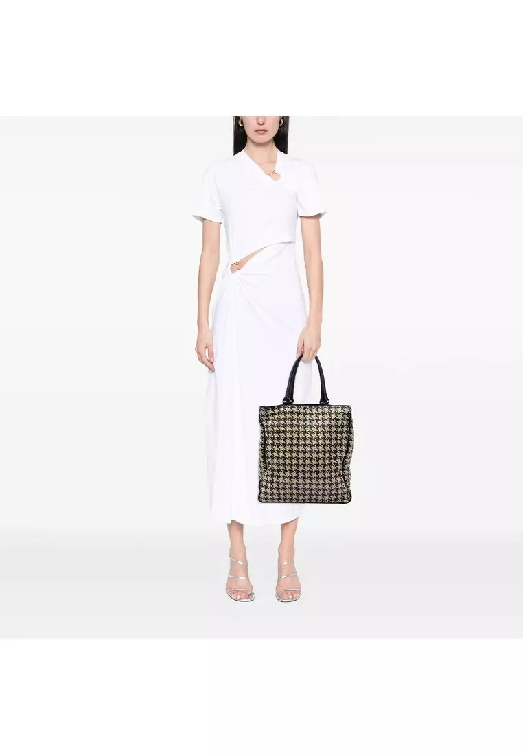 Pre-Loved Bottega Veneta Nappa Intrecciato Houndstooth Vertical Tote