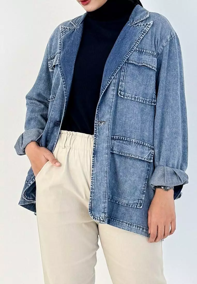 Kinara Blazer Denim - Snow Blue
