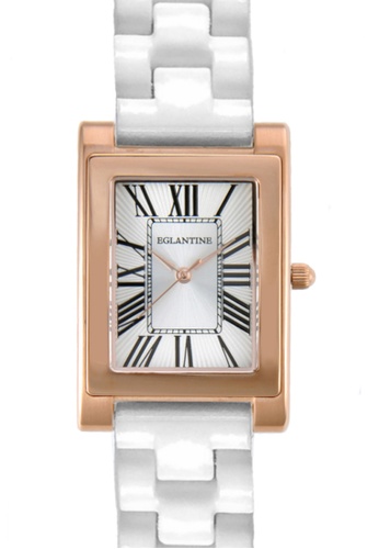 EGLANTINE gold EGLANTINE® Lily Ladies Rose Gold Plated steel Quartz Watch, White Dial, on White Ceramic Bracelet 8C7B9ACFE22441GS_1
