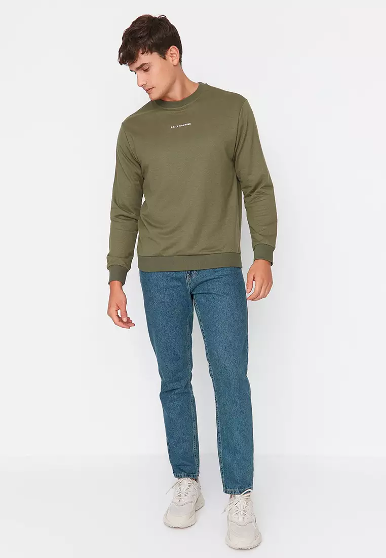 Navy Blue Green Antique Look 100% Cotton Relax Fit Boyfriend Jeans TMNAW23JE00043