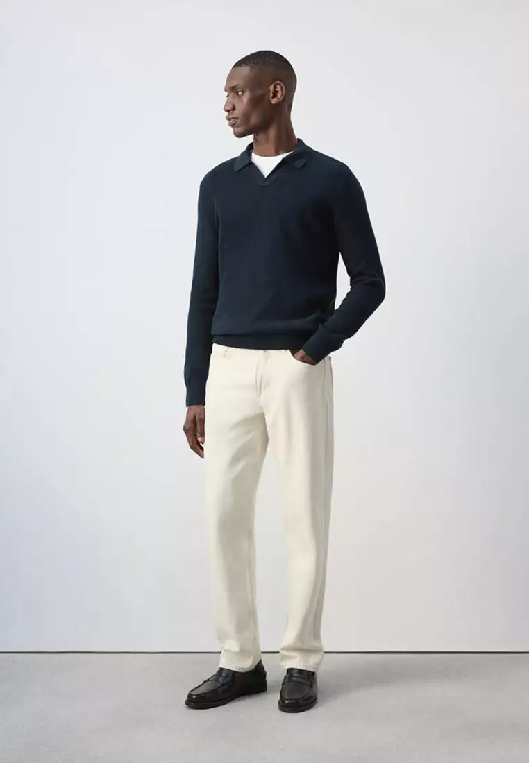 100% Cotton Ribbed Knit Polo Shirt