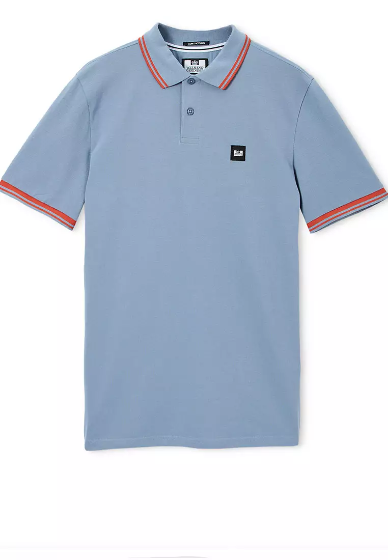 MENS BLUE SHADOW/SUNSET LEVANTO POLO WITH CONTRAST TIPPING