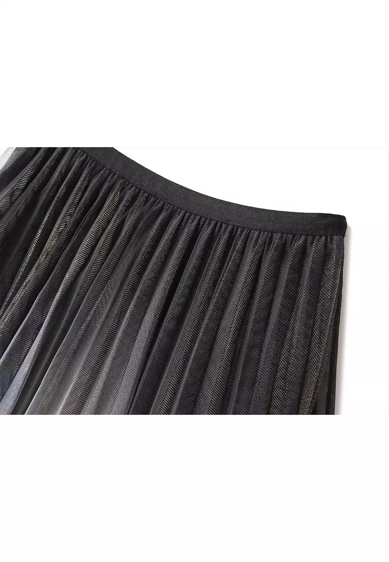 Gradient Rainbow Mesh Maxi Skirt AF0859