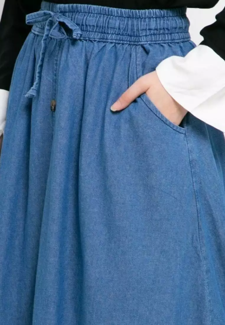 Inara Denim Skirt (Rok Panjang Soft Jeans A-Line) Light Blue