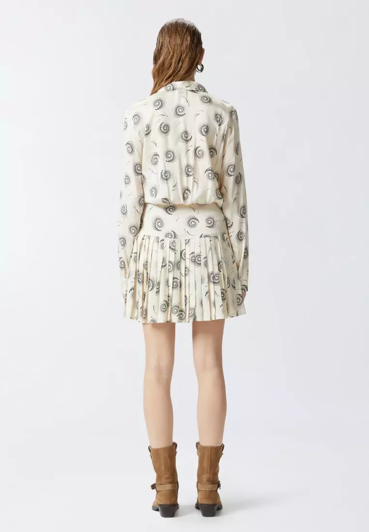 Short Twill Shirt Dress with Swirl Print