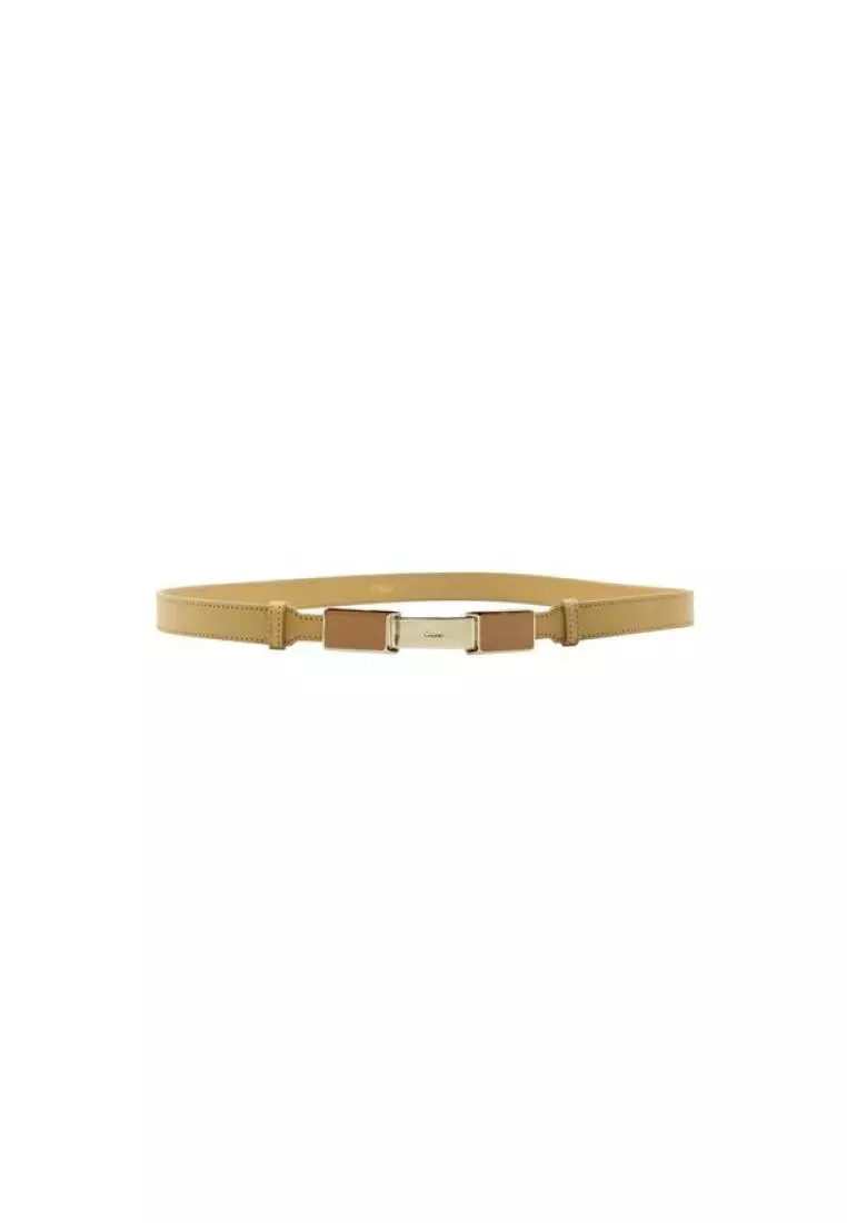Buy Chlo Pre Loved Chlo Beige Leather Belt with Gold Buckle 2024